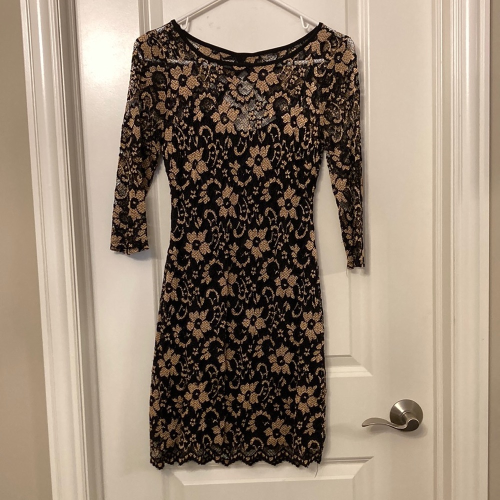 Super Cute Black & Brown Lace Dress